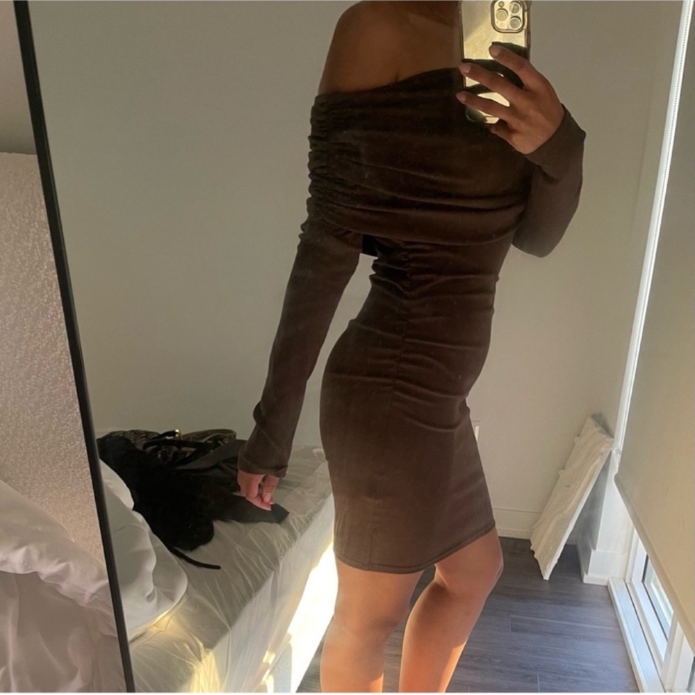 Zara Brown Long Sleeve Dress